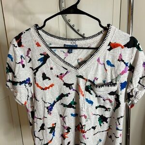 Democracy Multicolor Abstract Print Short Sleeve Top